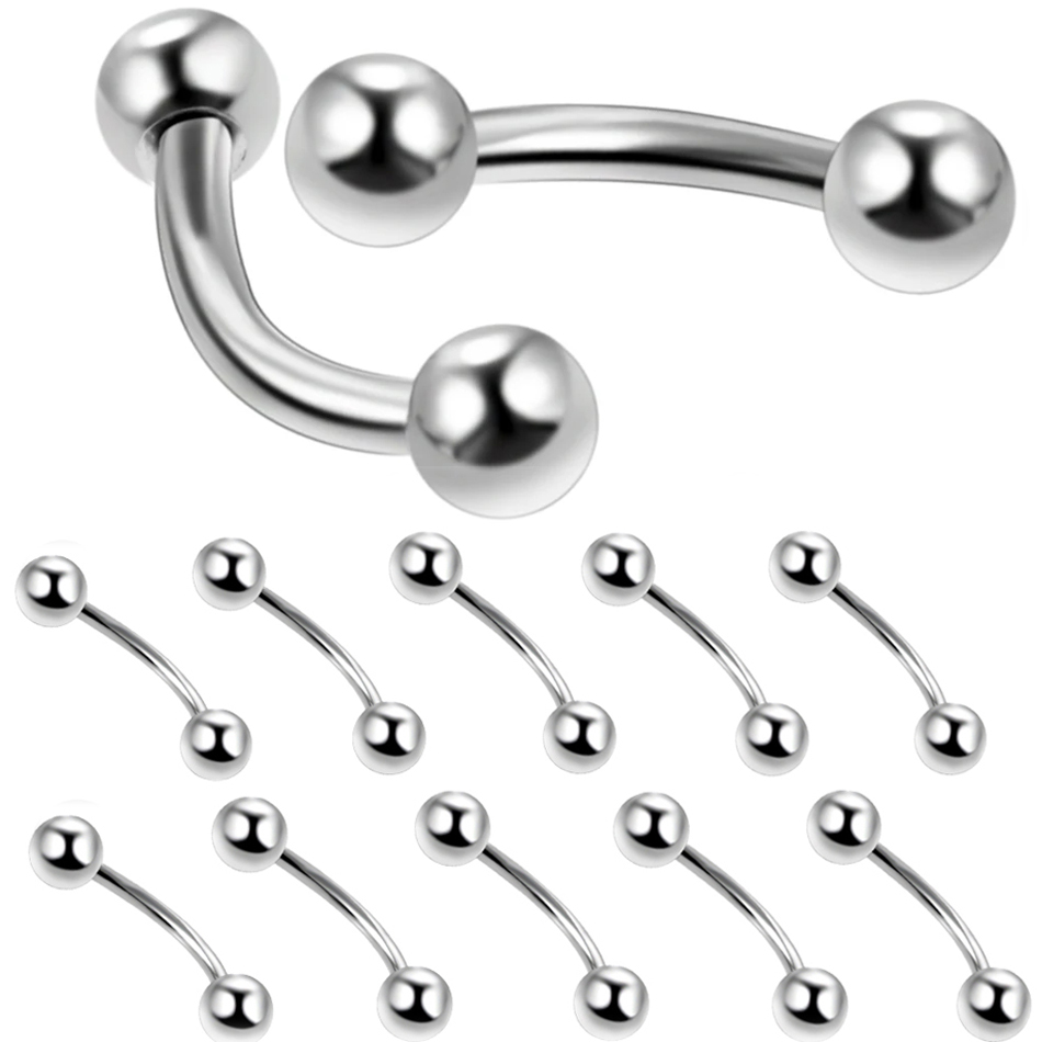 Zoor Body Jewelry - 10Pcs/lot Steel Eyebrow Banana Piercing Ring