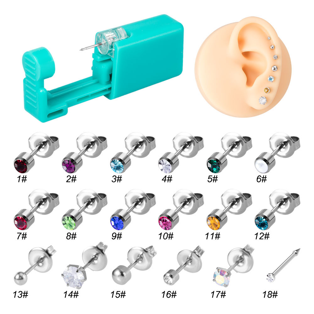 Body Jewelry Factory - 1pc Disposable Green Ear Piercing Tool