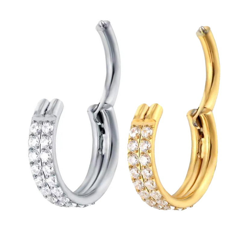 Body Jewelry Quality - G23 Titanium Piercing Double row CZ