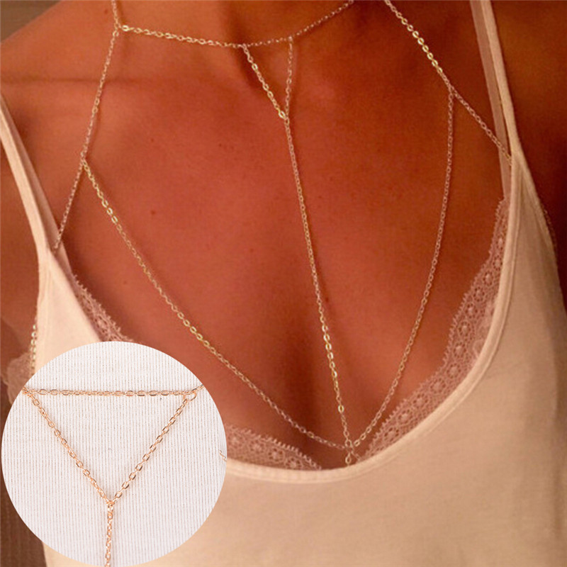 Body Jewelry Gold - Gold Silver Fashion Link Chain Bra