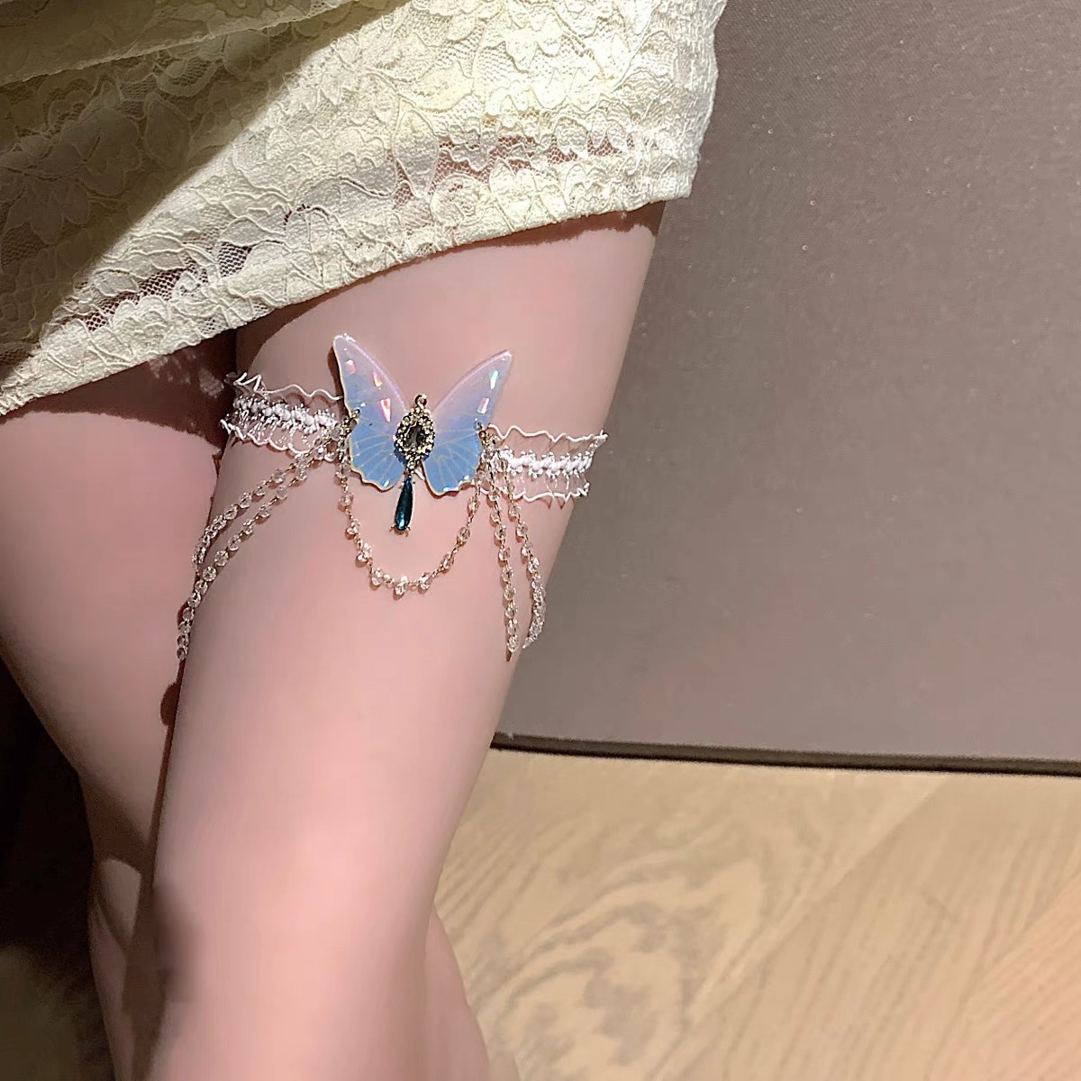 Body Jewelry Beach - Fashionable Butterfly Pattern Elastic Lace Leg