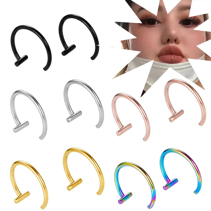 Body Jewelry And Earrings - 18G Surgical Steel Lip Ring Half