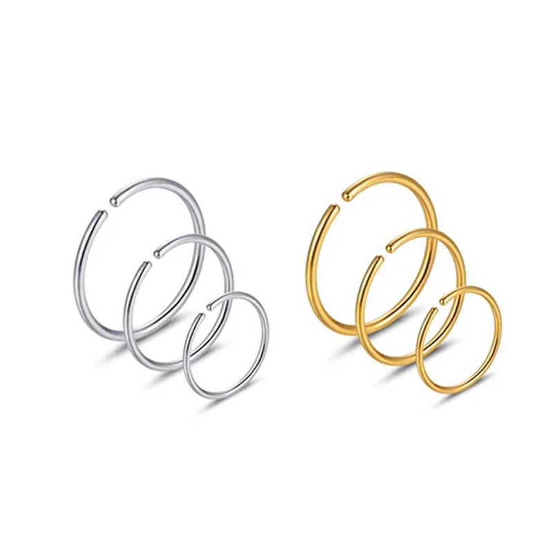 Body Jewelry And Earrings - 6pcs/lot Hypoallergenic Nose Rings Hoops 316L