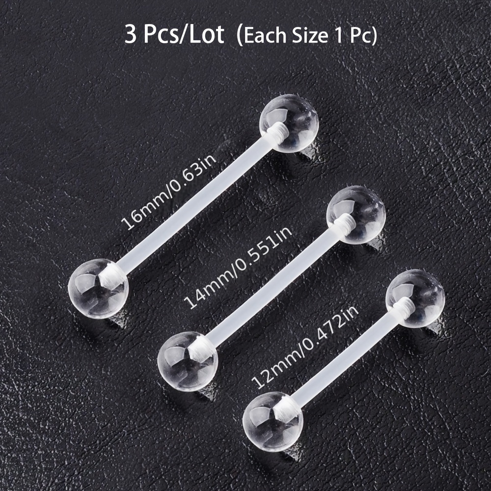 Body Jewelry In Store - 3pcs/Set (Each Size 1pc) Soft Transparent