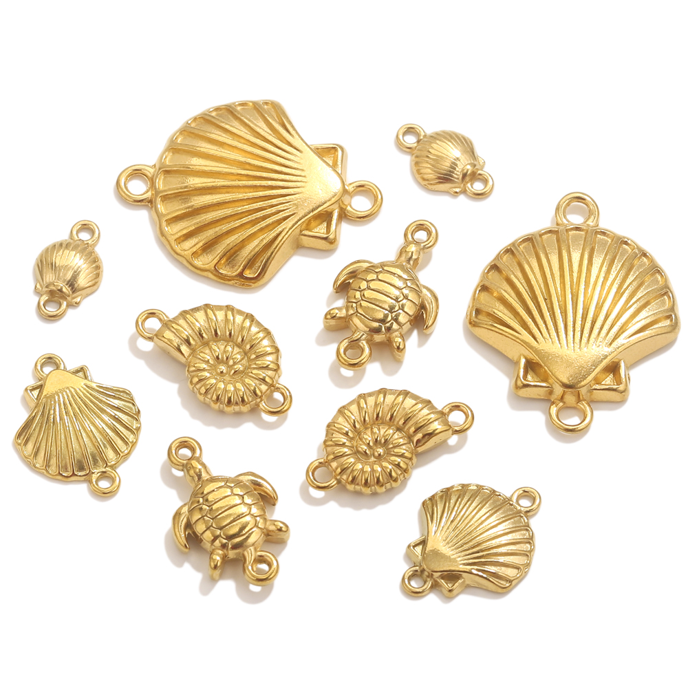 Body Jewelry Beach - 5pcs Stainless Steel Gold Plated Seashell