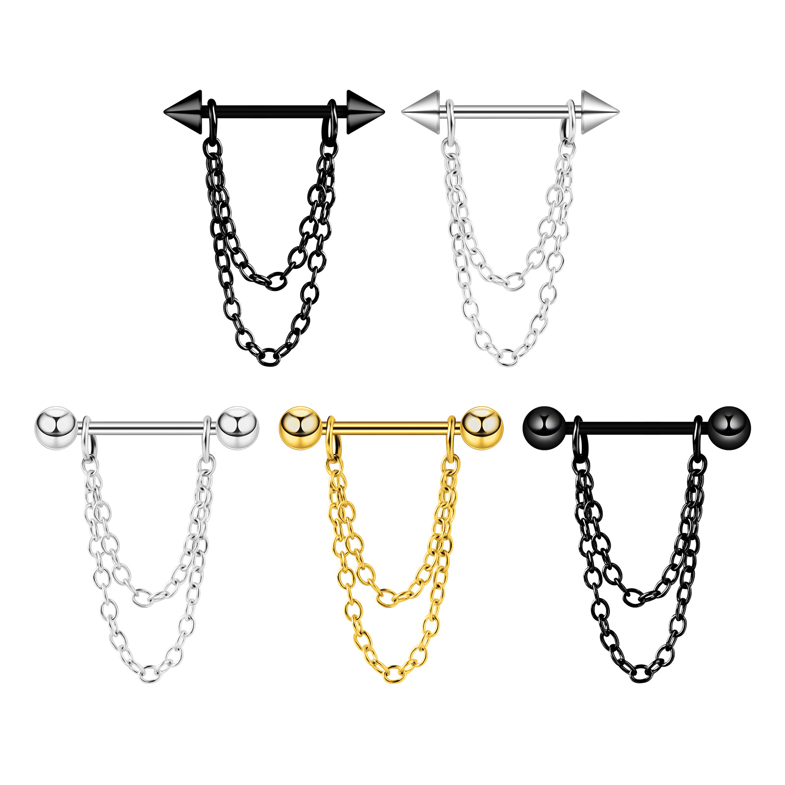 Body Jewelry Nipple Chain - 1 Pair Stainless Steel Nipple Piercing