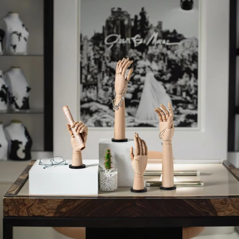 Body Jewelry In Store - Solid Wood Hand Mannequin Rack for