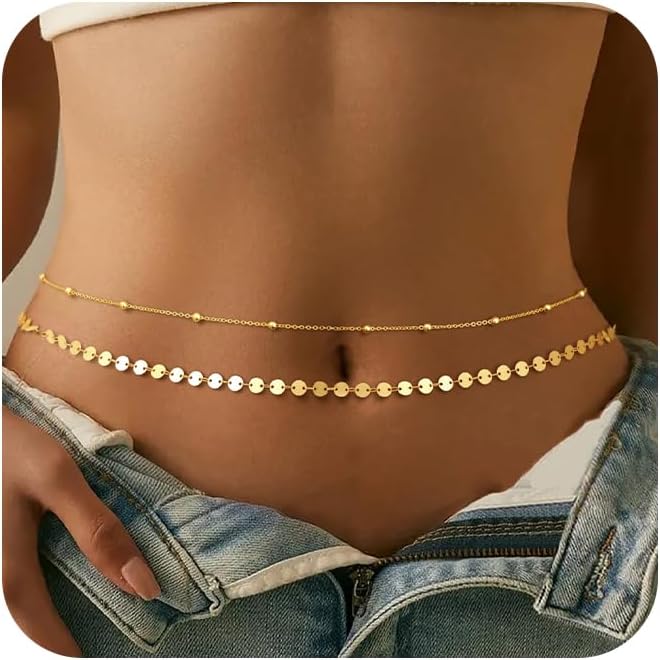 Body Jewelry Gold - Silver Plated Gold Plated Belly Chain