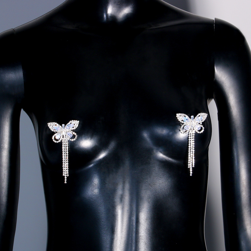 Sexy Rhinestone Butterfly Tass - Body Jewelry Nipple Chain review and price