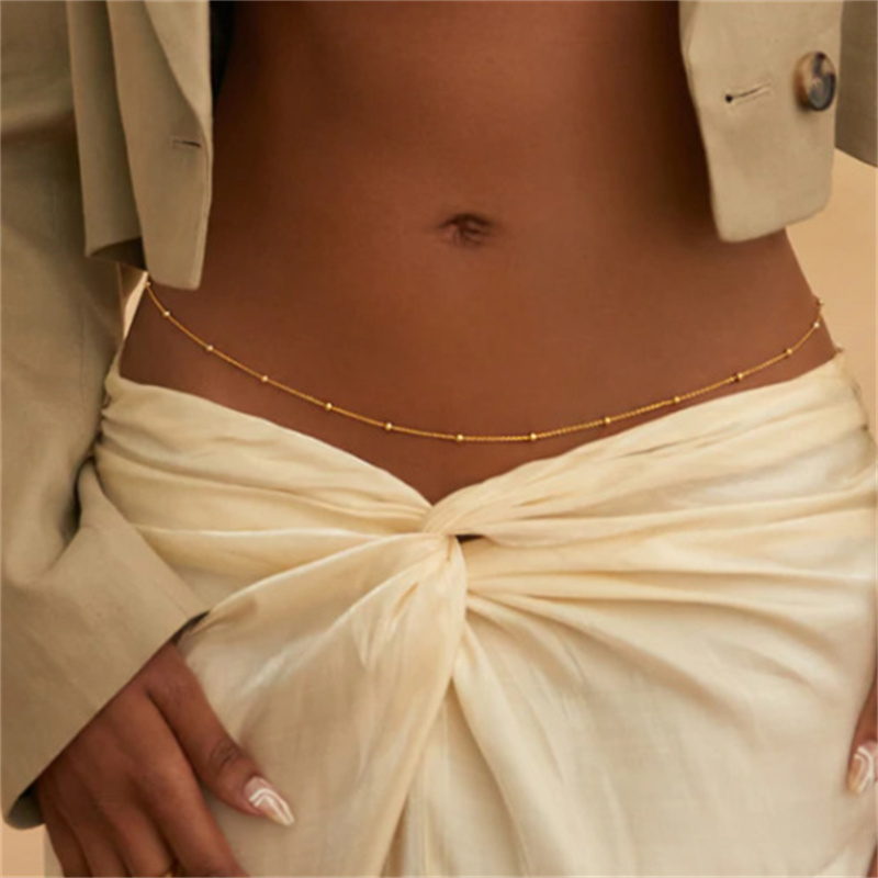 Girls Simple Beaded Belly Chai - Body Jewelry Gold review and price