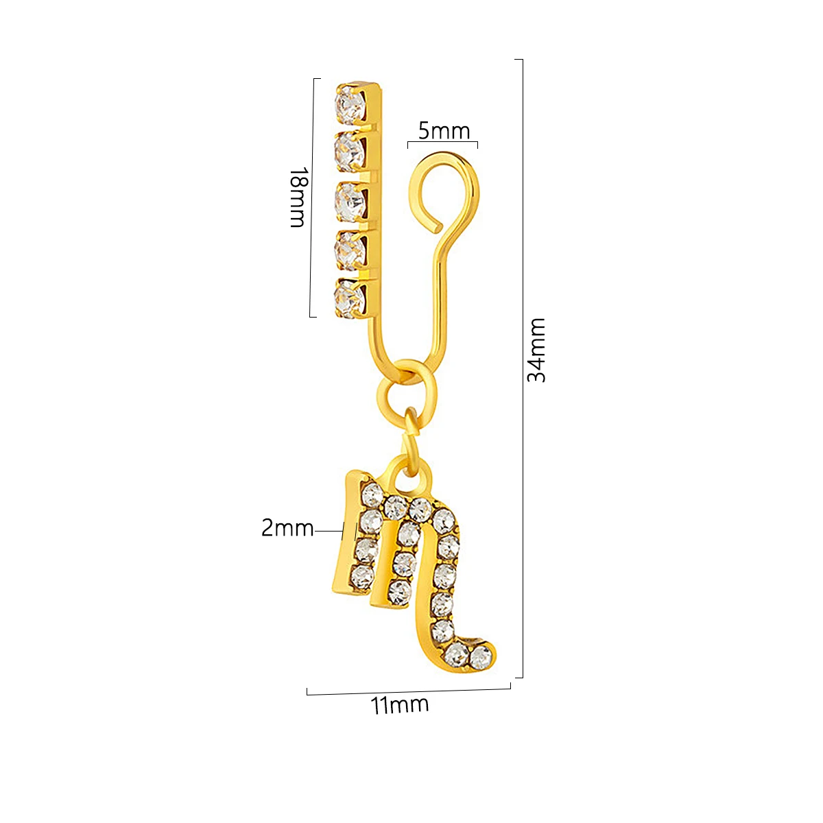 2 Pack Ear Clips Metal Zircon  - Body Jewelry And Earrings review and price