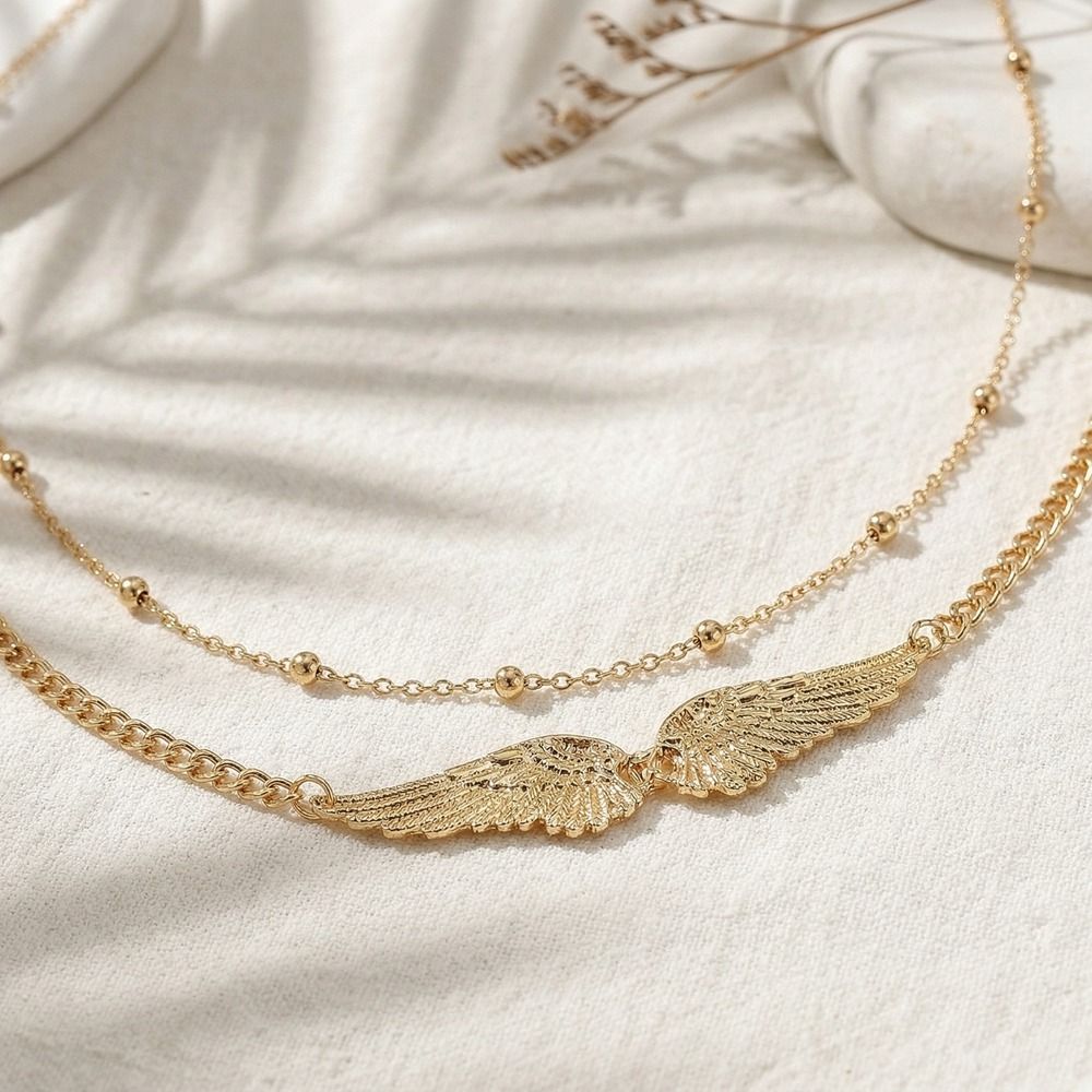 Gift Elegant Double Layer Wing - Body Jewelry Gold review and price