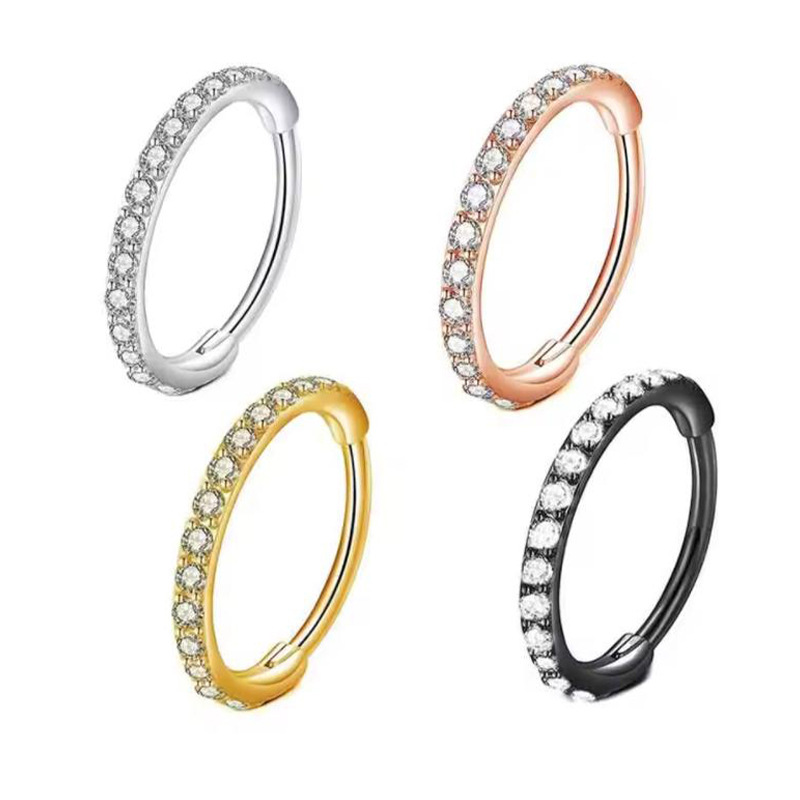 16G Clear CZ Nose Ring Hoop 31 - Body Jewelry And Earrings review and price