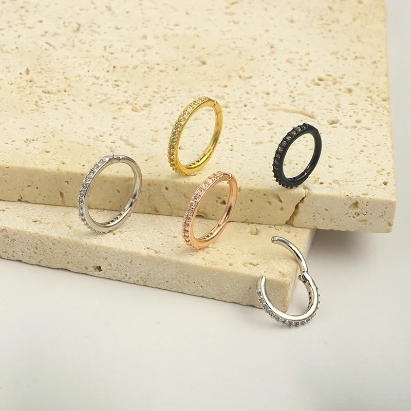 16G Clear CZ Nose Ring Hoop 31 - Body Jewelry And Earrings review and price