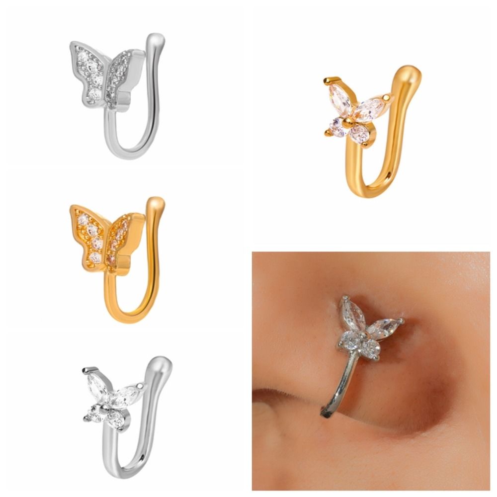 Rhinestone Butterfly Nose Ring - Body Jewelry And Earrings review and price