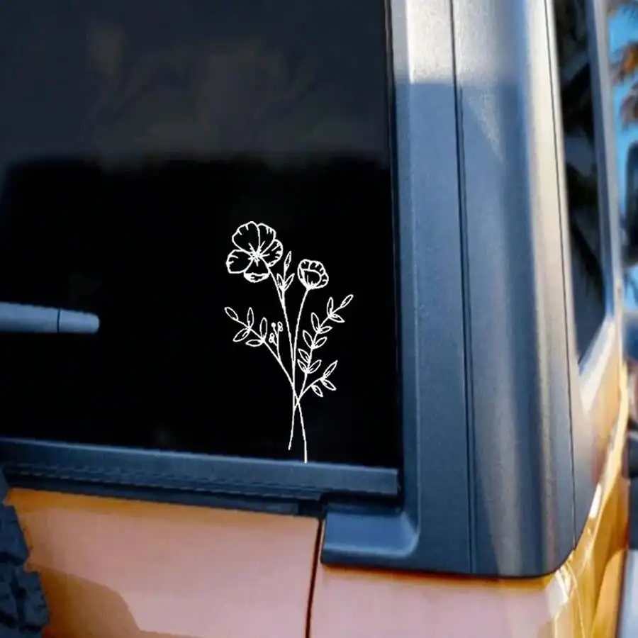 1pc Wild Flower Car Sticker, S - Body Jewelry Piercing review and price