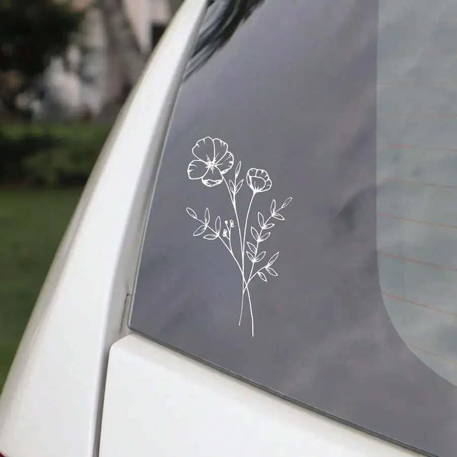 1pc Wild Flower Car Sticker, S - Body Jewelry Piercing review and price