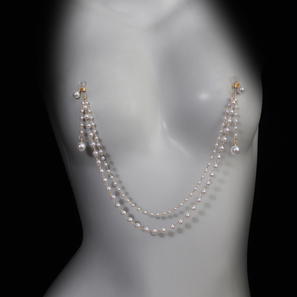 Imitation Pearl Tassel Chest C - Body Jewelry Nipple Chain review and price