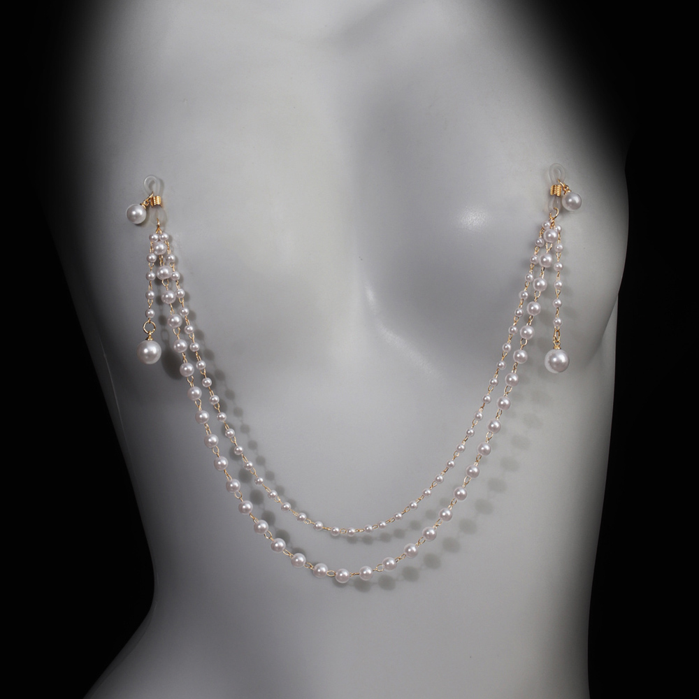 Imitation Pearl Tassel Chest C - Body Jewelry Nipple Chain review and price