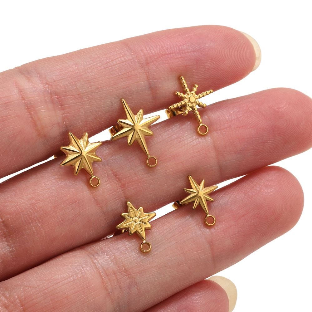 6pcs Stainless Steel Star Earr - Body Jewelry Gold review and price