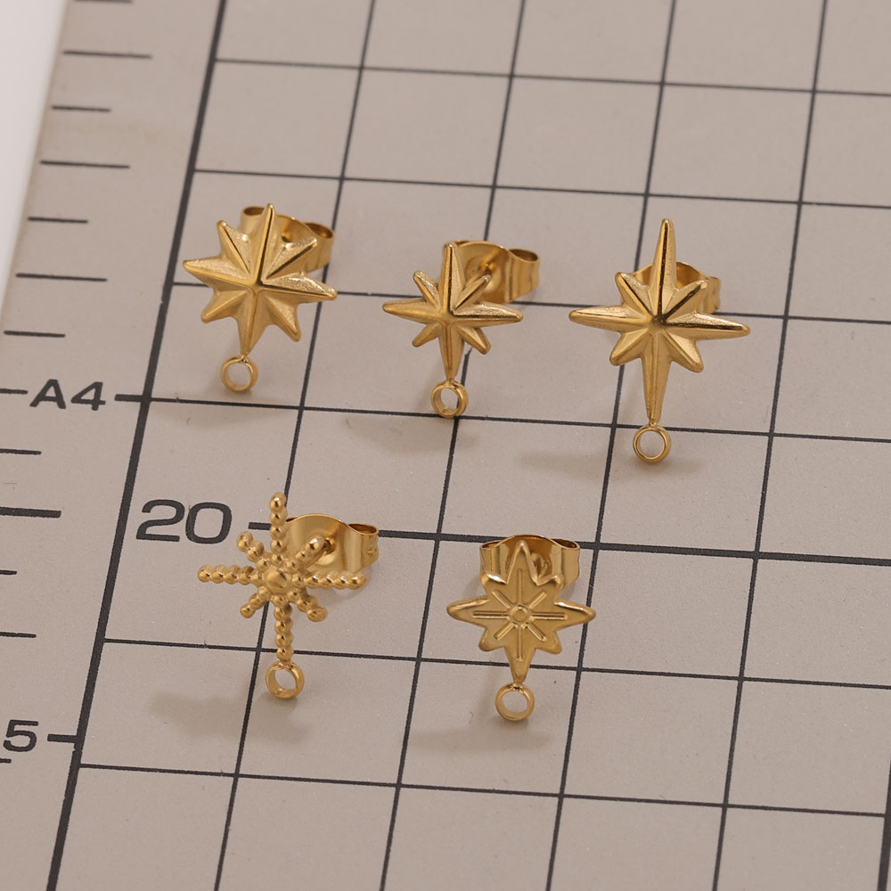 6pcs Stainless Steel Star Earr - Body Jewelry Gold review and price