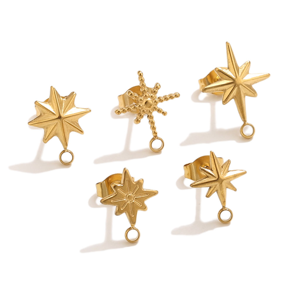 6pcs Stainless Steel Star Earr - Body Jewelry Gold review and price