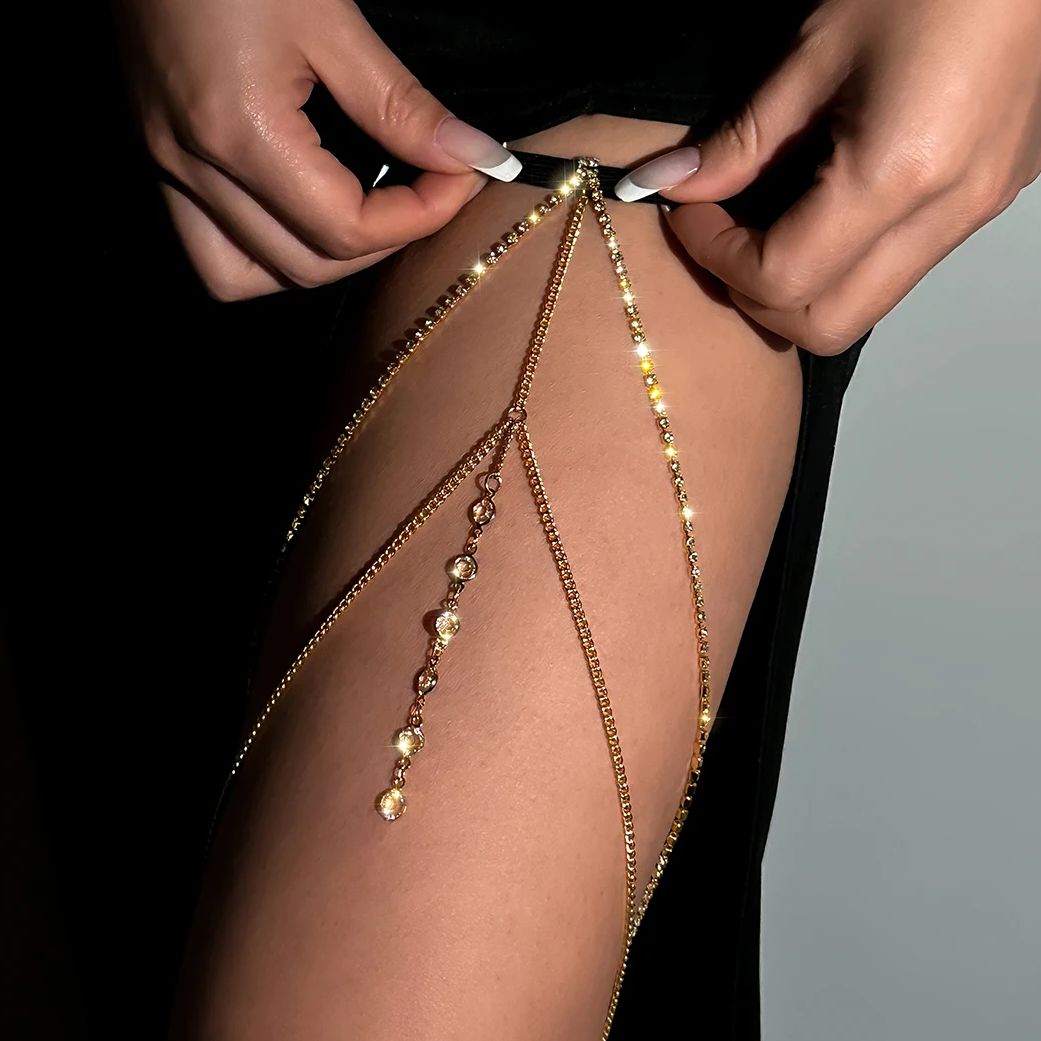 Sexy Shiny Crystal Multilayer  - Body Jewelry Leg Chain review and price