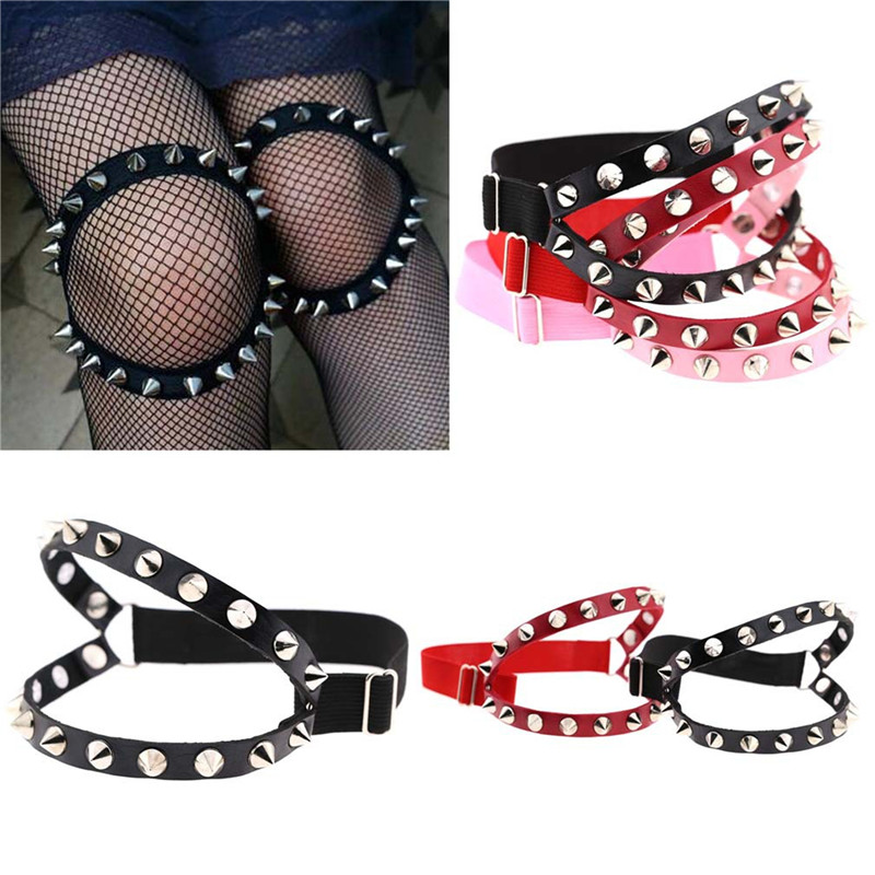 Punk Leather Nail Rivet Collar - Body Jewelry Leg Chain review and price
