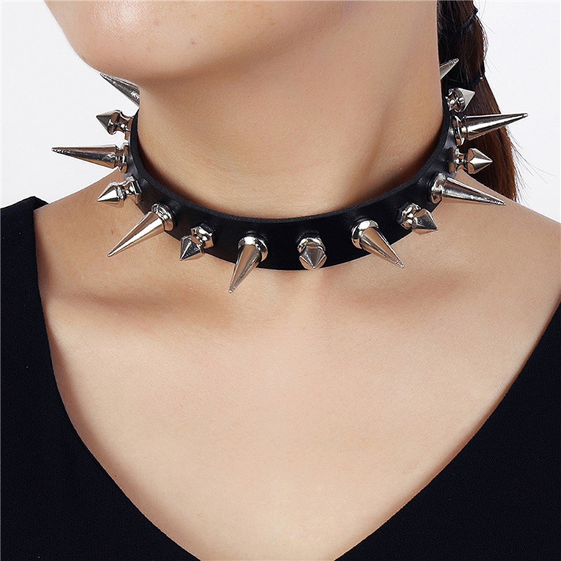 Punk Leather Nail Rivet Collar - Body Jewelry Leg Chain review and price