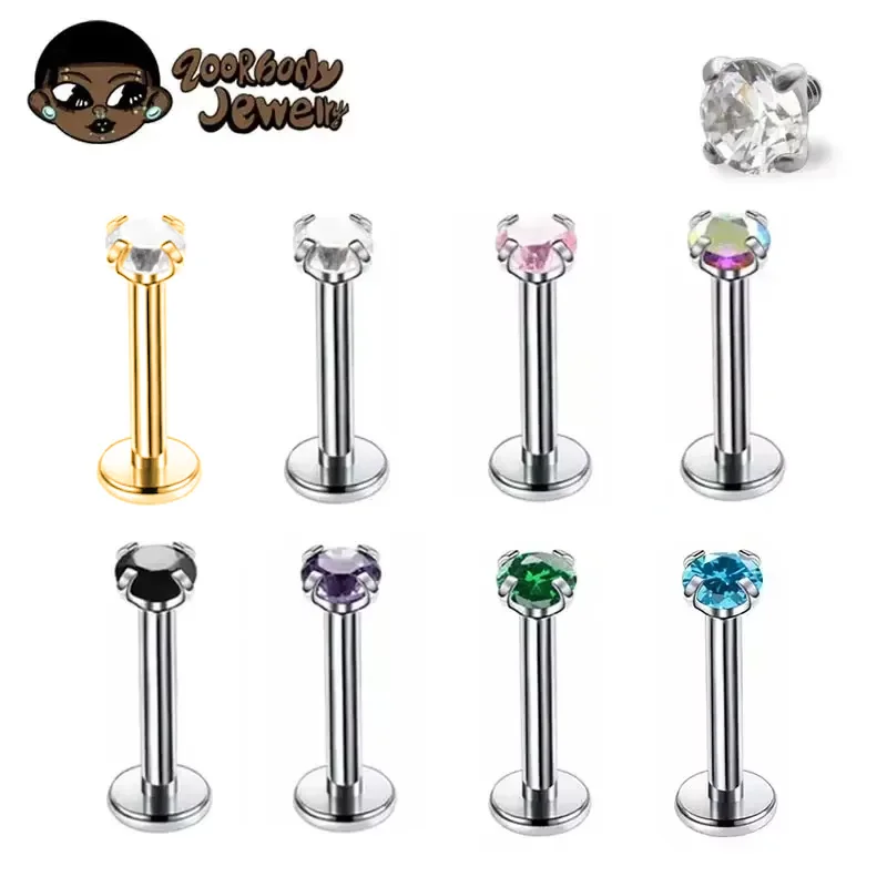1Pcs G23 Titanium Piercing CZ  - Zoor Body Jewelry review and price