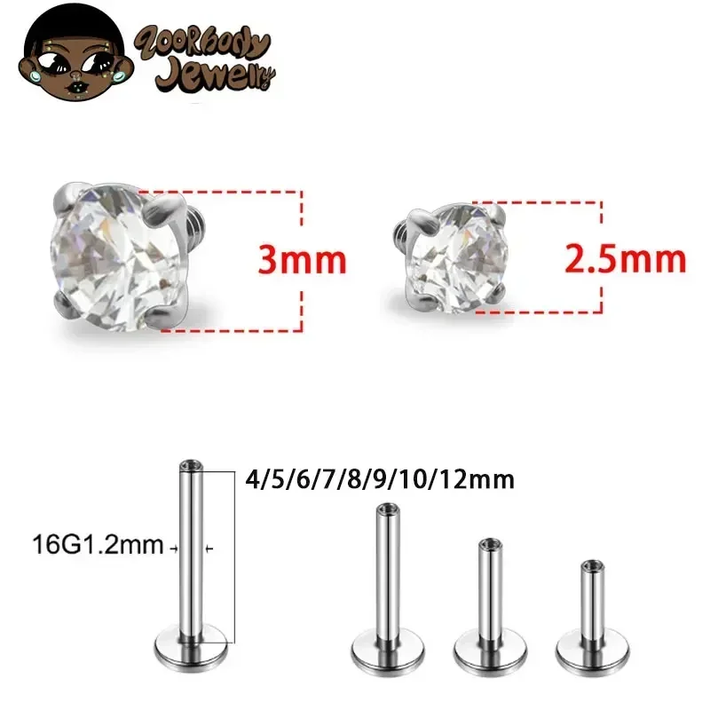 1Pcs G23 Titanium Piercing CZ  - Zoor Body Jewelry review and price