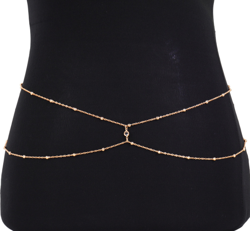 Clear Rhinestone Beaded Belly  - Body Jewelry Gold review and price
