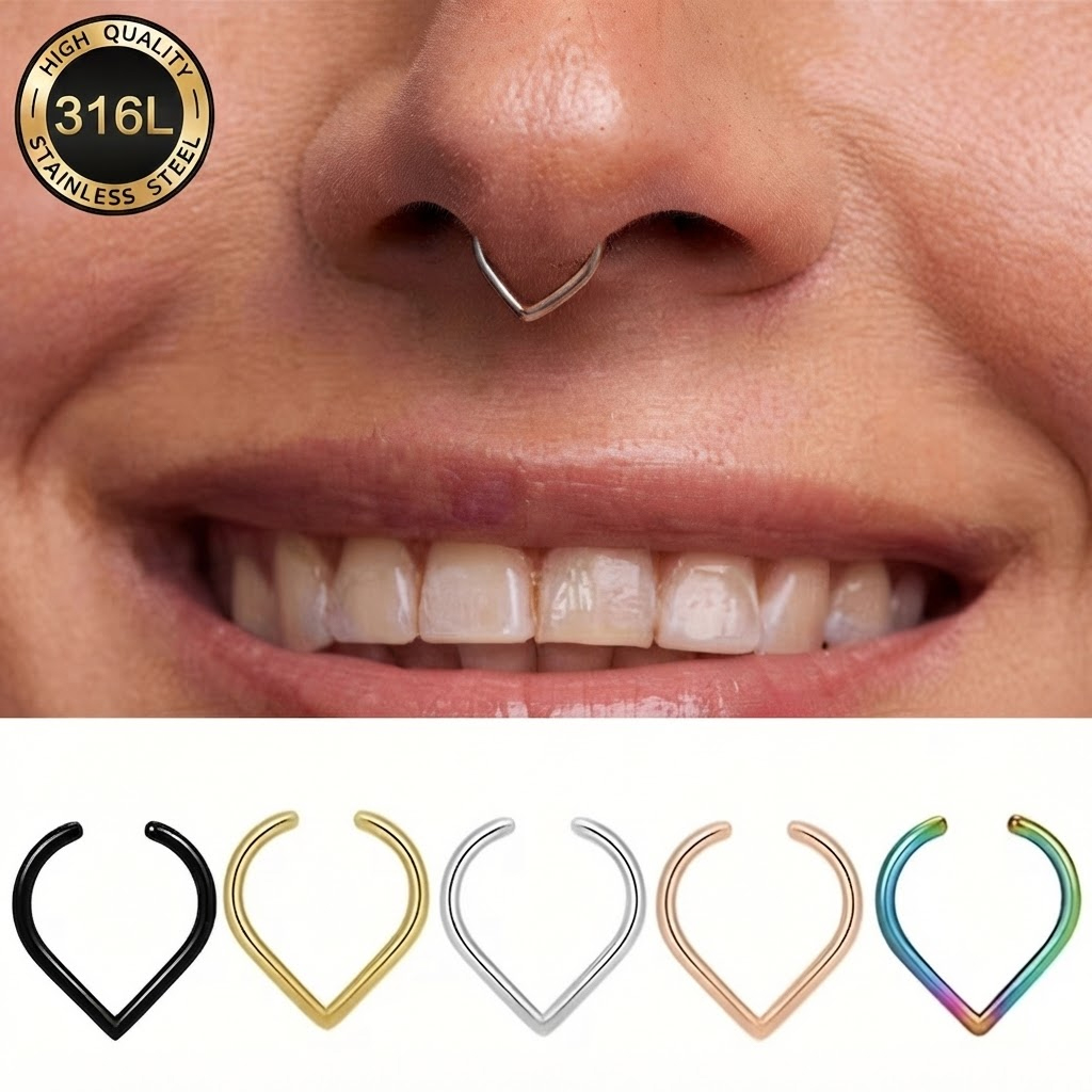 5Pcs Stainless Steel Fake Nose - Body Jewelry And Earrings review and price