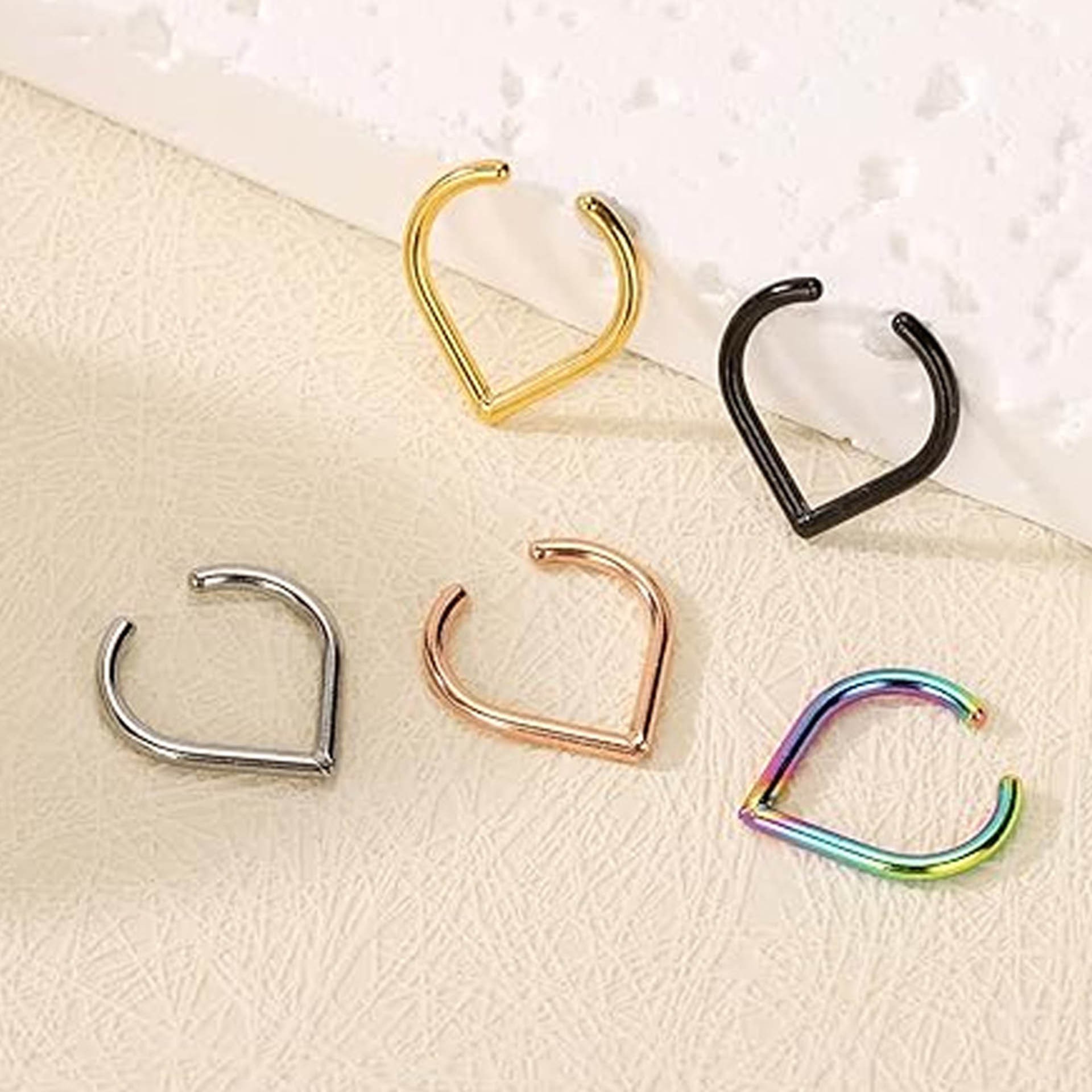 5Pcs Stainless Steel Fake Nose - Body Jewelry And Earrings review and price