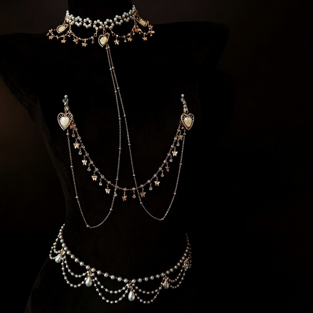 Pearl Choker Body Chain Rhines - Body Jewelry Nipple Chain review and price