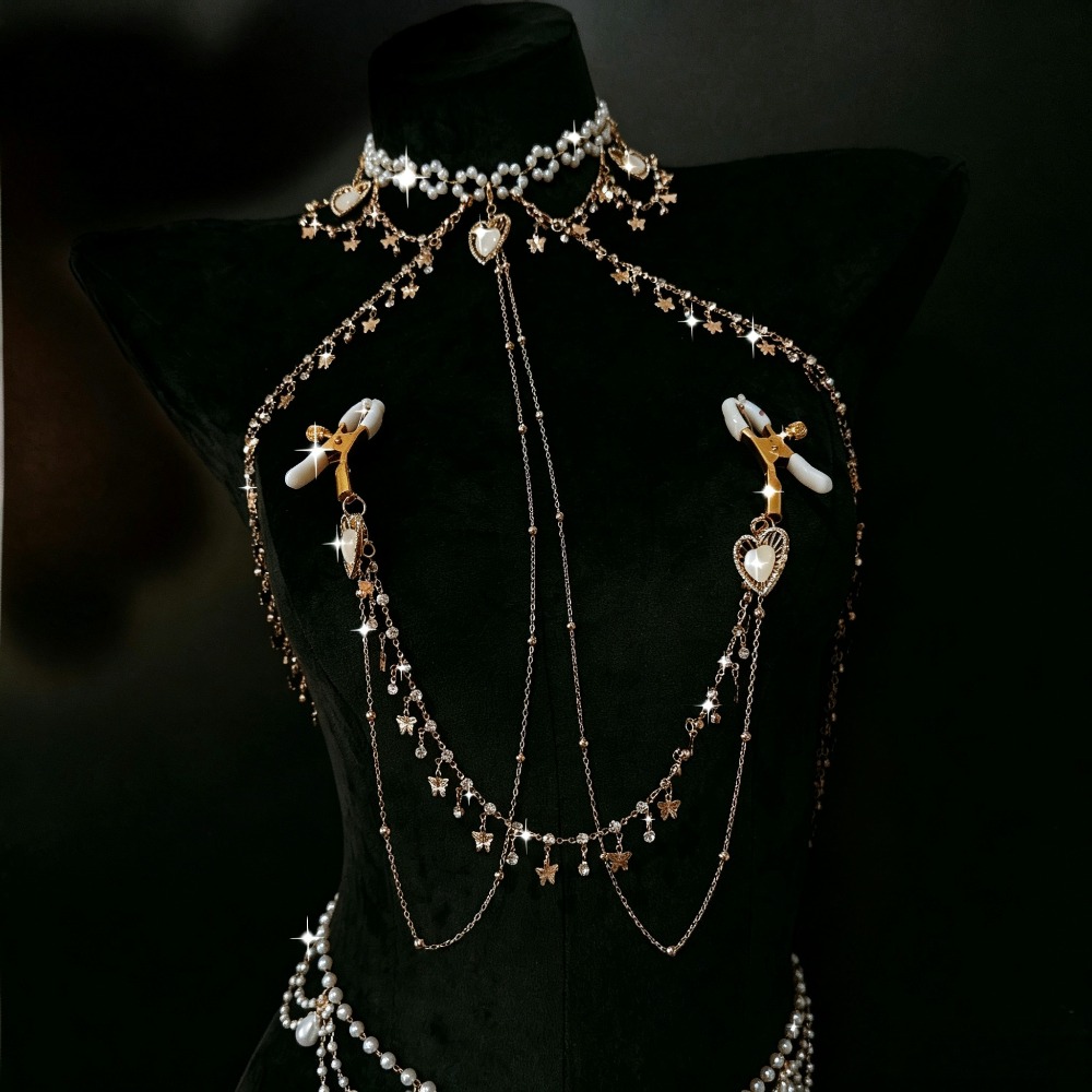 Pearl Choker Body Chain Rhines - Body Jewelry Nipple Chain review and price