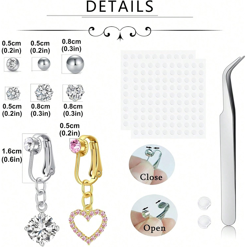 Gold Fake Belly Piercing Cubic - Body Jewelry Piercing review and price