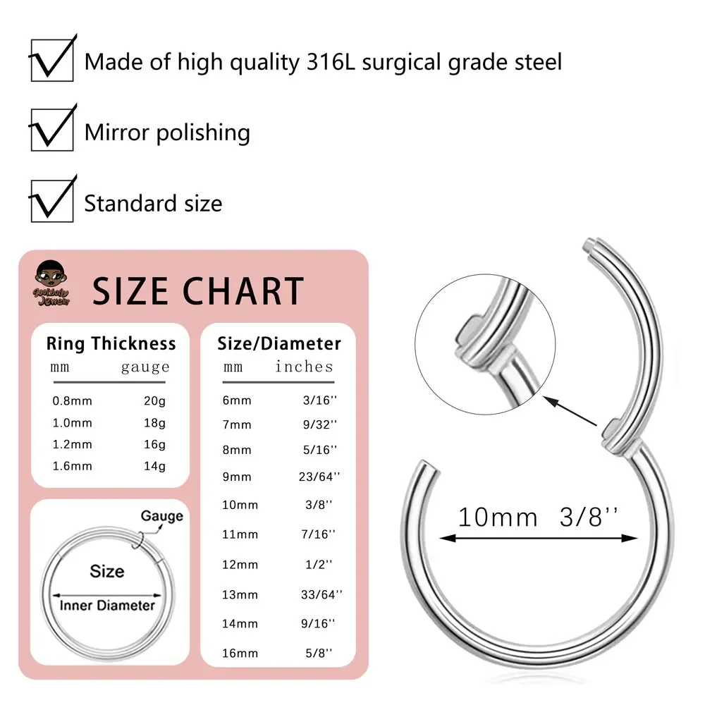 10Pcs 316L Stainless Steel Nos - Body Jewelry Quality review and price
