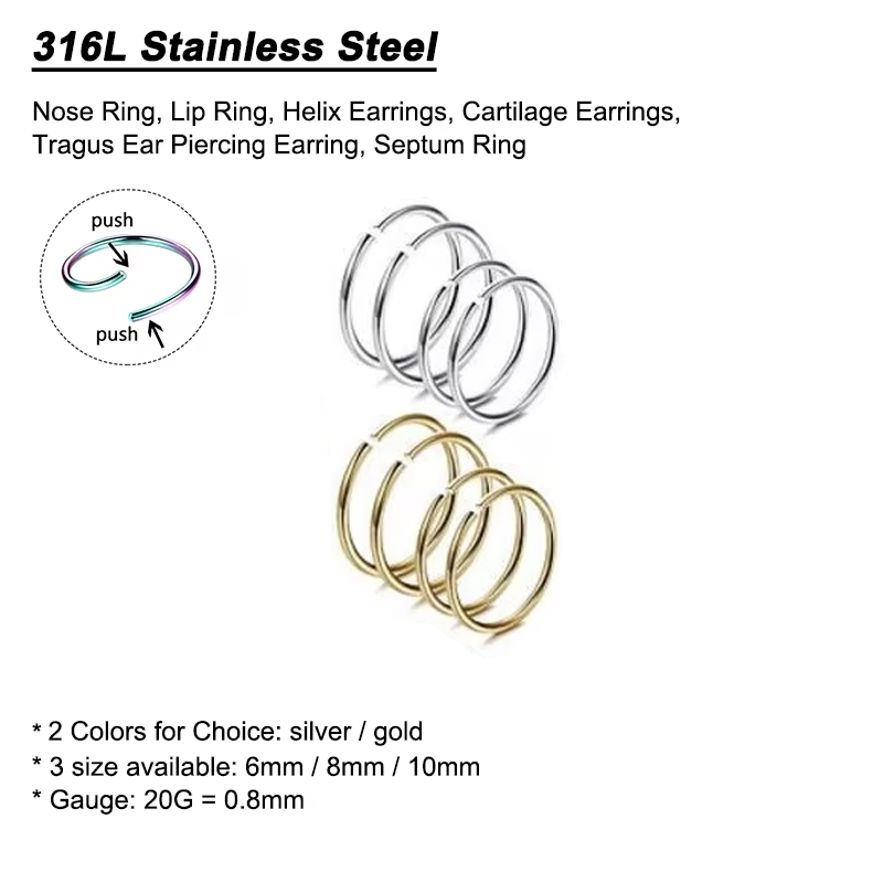 6pcs/lot Hypoallergenic Nose R - Body Jewelry And Earrings review and price