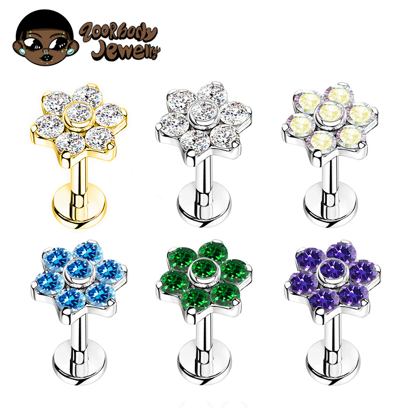 ASTM F136 Titanium Flower Pier - Zoor Body Jewelry review and price
