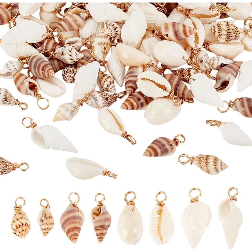 100pcs 4 Styles Natural Shell  - Body Jewelry Beach review and price