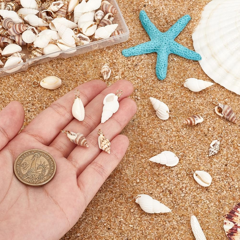 100pcs 4 Styles Natural Shell  - Body Jewelry Beach review and price