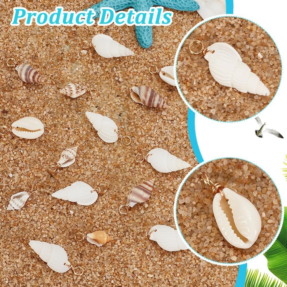 100pcs 4 Styles Natural Shell  - Body Jewelry Beach review and price