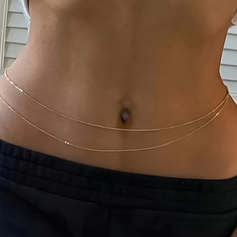 1Double-layer gold metal waist - Body Jewelry Gold review and price