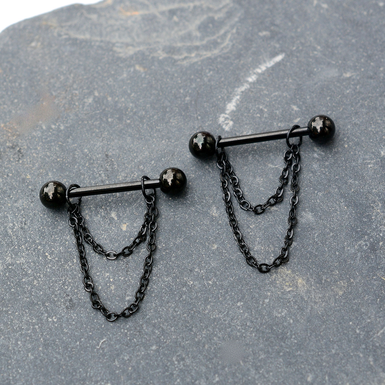 14G Black Punk Nipple Piercing - Body Jewelry Nipple Chain review and price