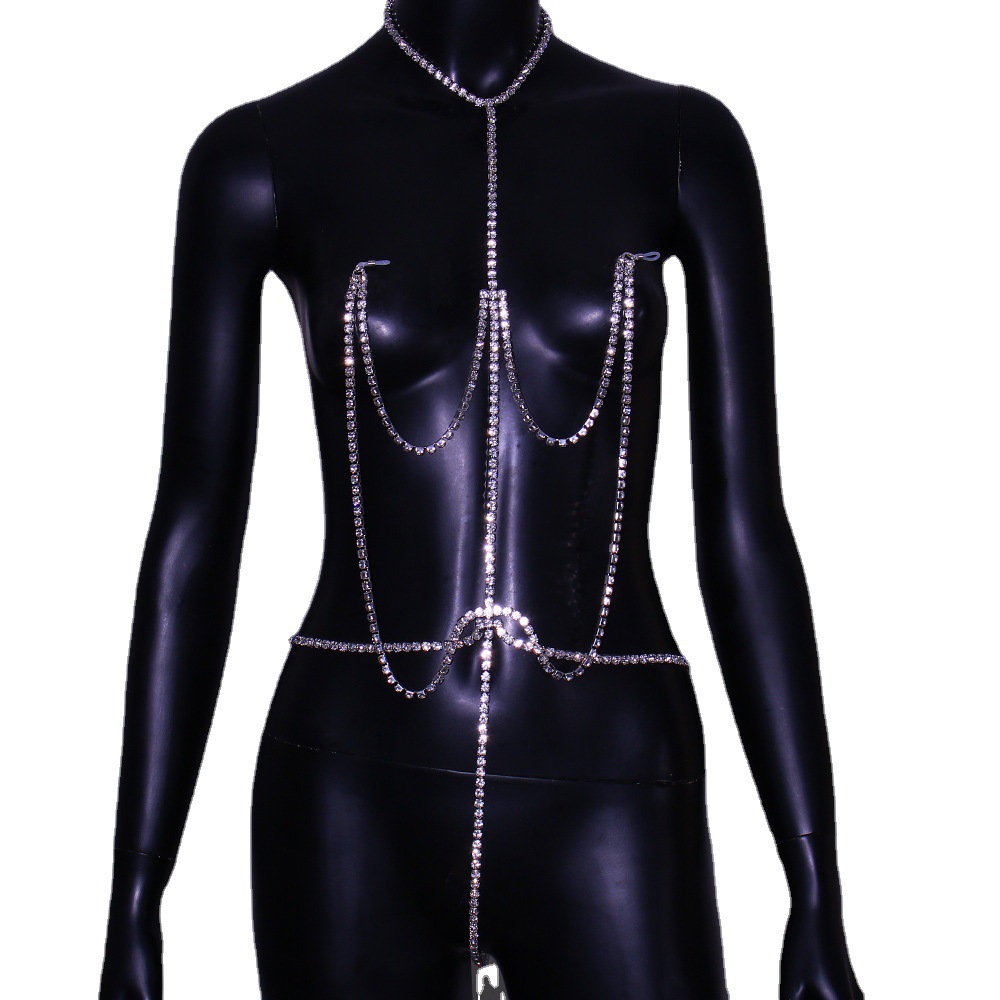 Chest Chain Sexy Rhinestone Ni - Body Jewelry Nipple Chain review and price