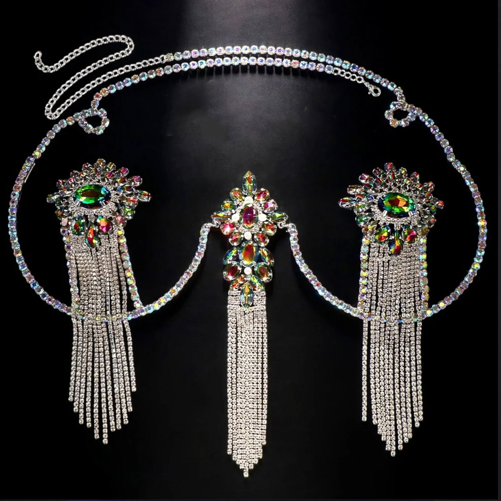 Sexy Tassel Color Crystal Ches - Body Jewelry Nipple Chain review and price