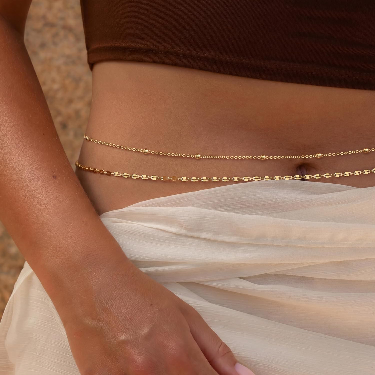 14K Gold Plated Waist Chain Wo - Body Jewelry Gold review and price